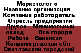 Маркетолог с › Название организации ­ Компания-работодатель › Отрасль предприятия ­ Другое › Минимальный оклад ­ 1 - Все города Работа » Вакансии   . Калининградская обл.,Светловский городской округ 